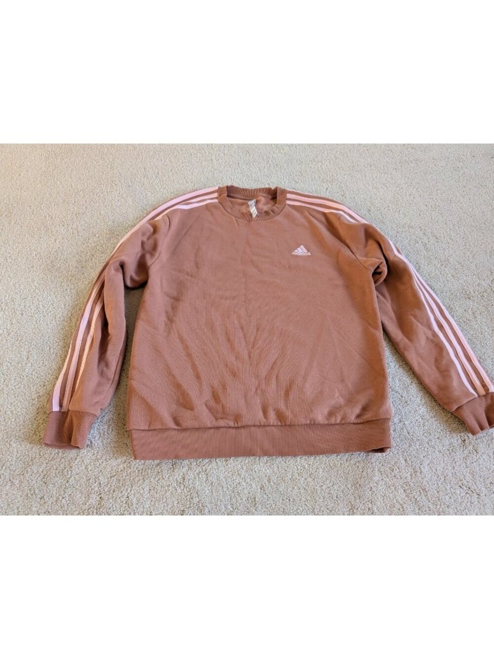 Women's Adidas Peach Three Stripe Sweatshirt Medium
